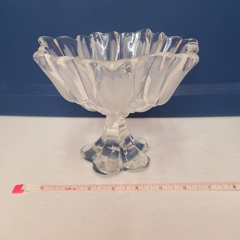 Vintage Mikasa Frosted Glass Crystal Satin Tulip Footed Bowl Dish Rare